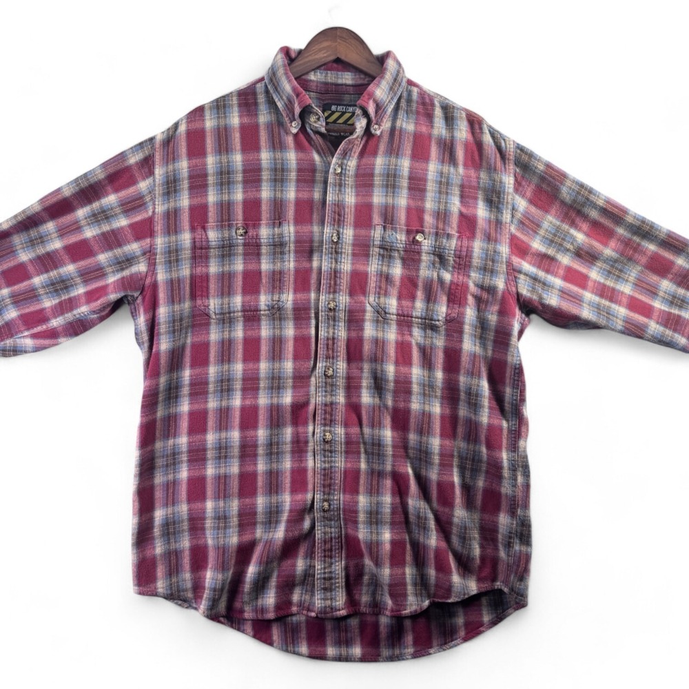 Big Rock Canyon Men's Size XL Plaid Rugged Wear Button-Up Cotton Flannel Shirt